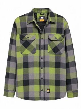Berne Workwear Quilt-Lined Flannel Shirt Jacket Green Plaid